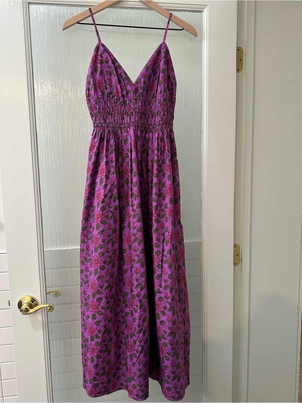J Crew Smocked Waist V Neck Dress